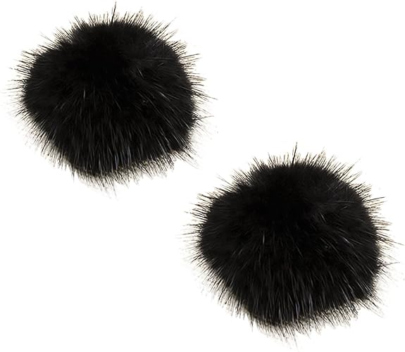 ZAKIA Women' Fluffy Mink Fur Pom Removable Shoe Clips Clutch Wedding Decoration Pack of 2