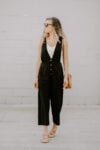 Black linen jumpsuit outfit for summer