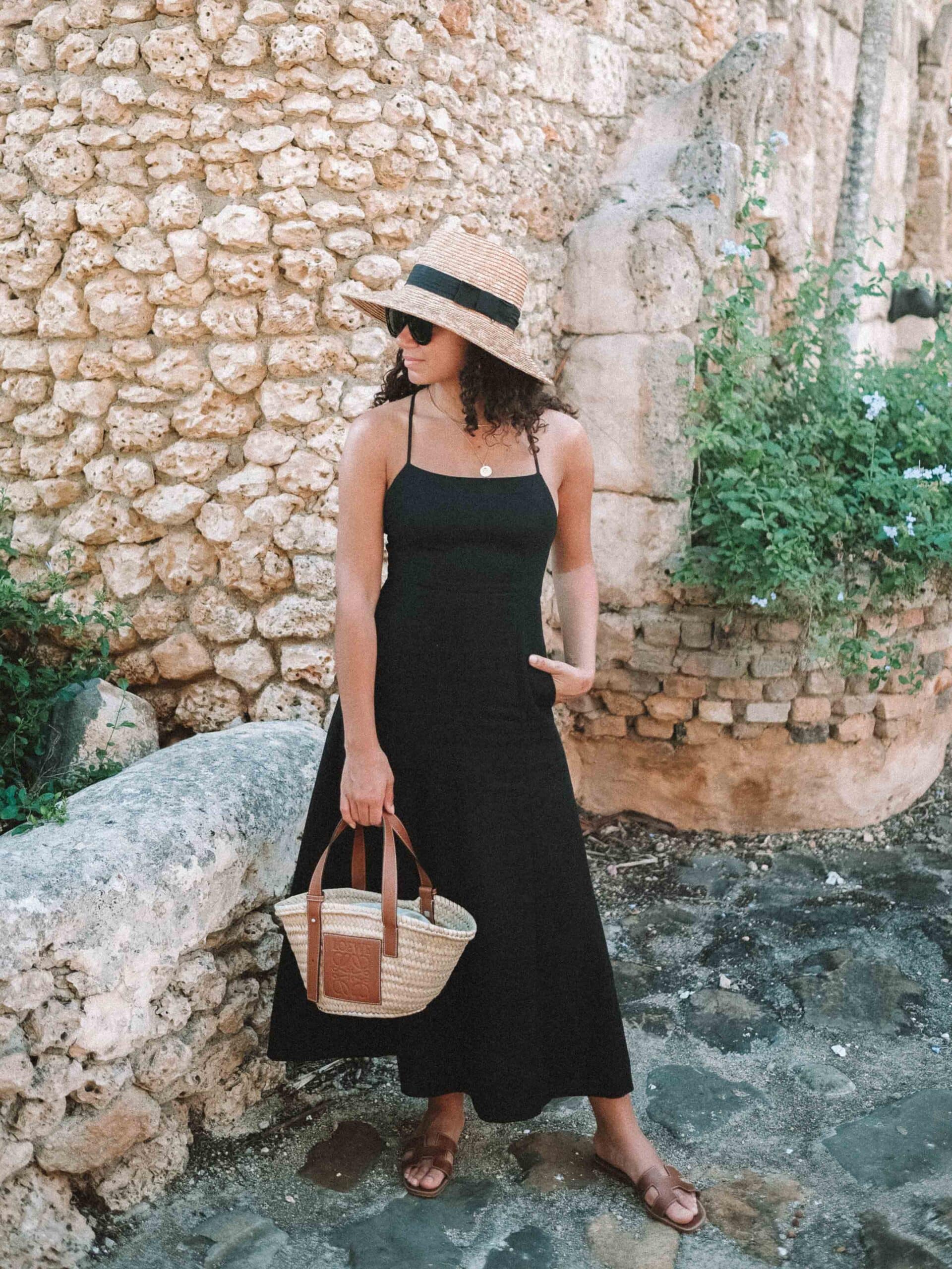 black linen strappy dress