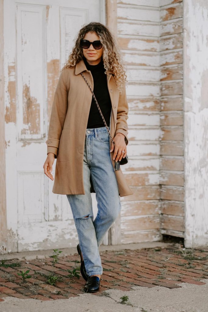 camel coat outfit