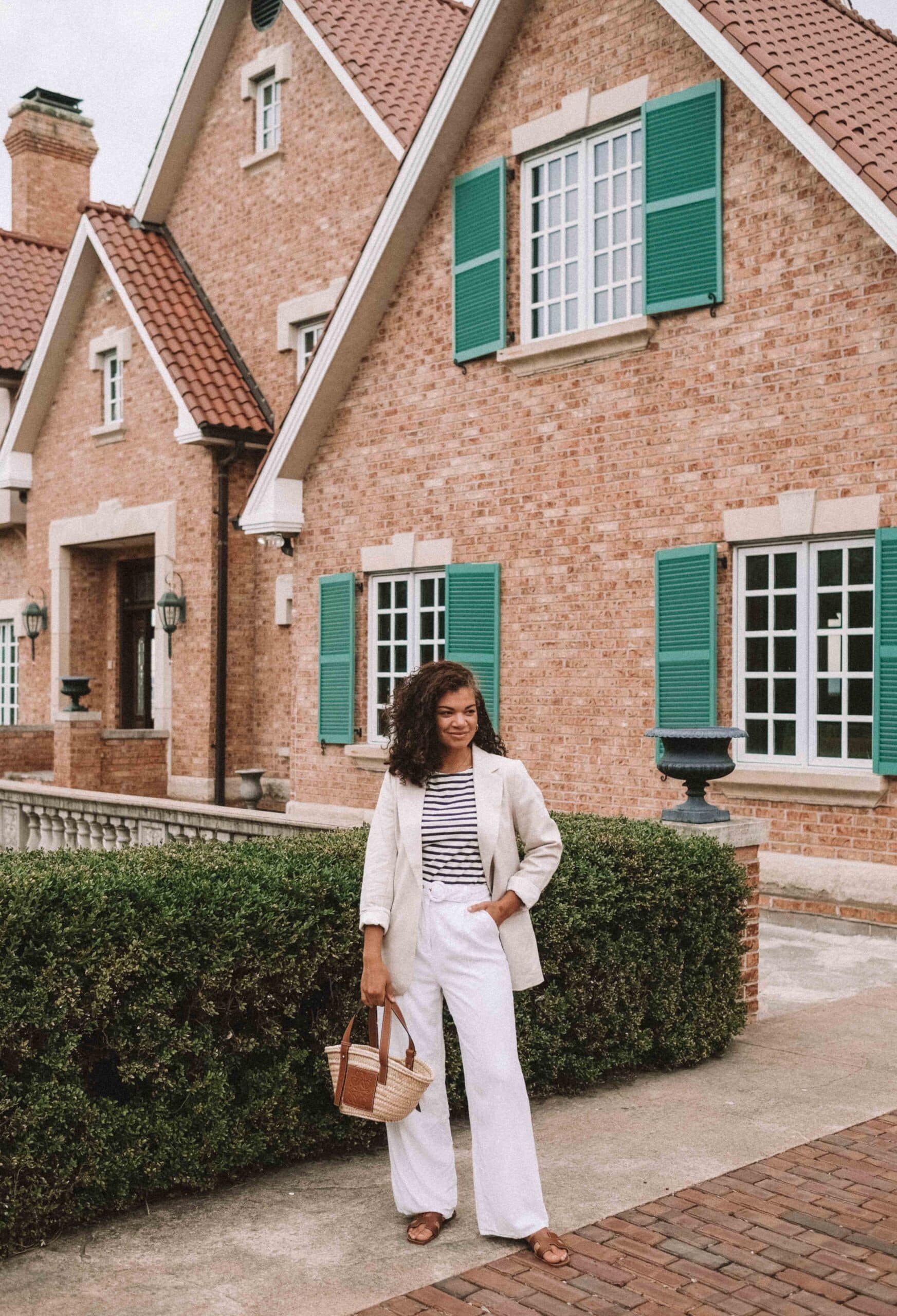 white linen pants outfit