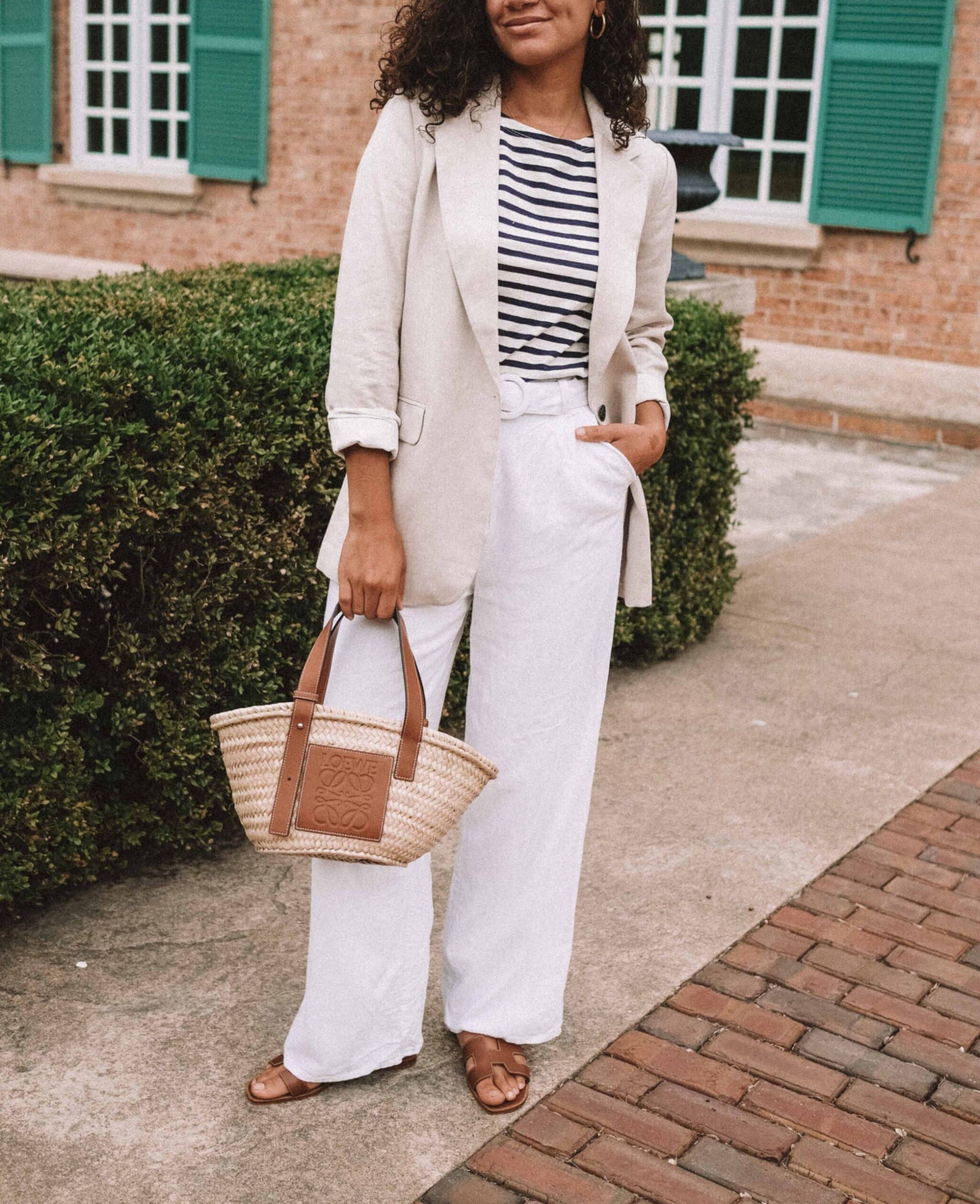 white linen pants outfit