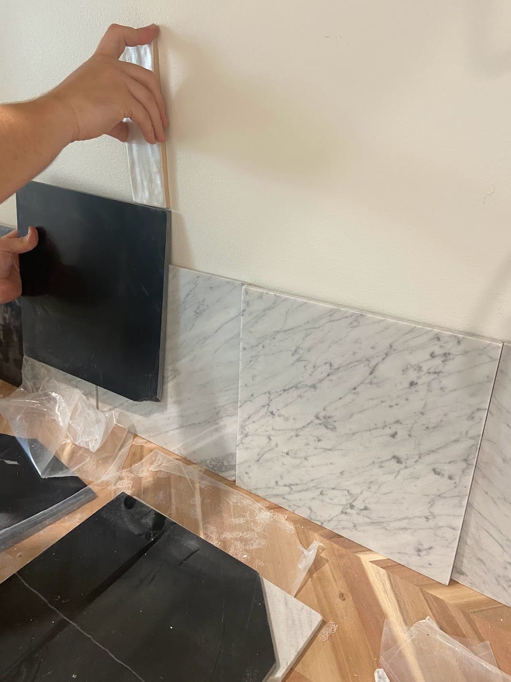 marble backsplash pantry