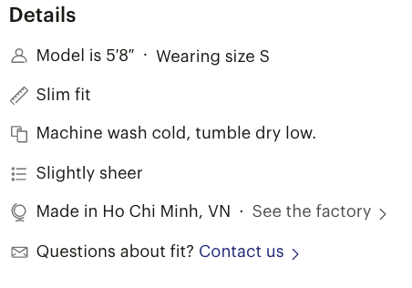 Everlane clothing description